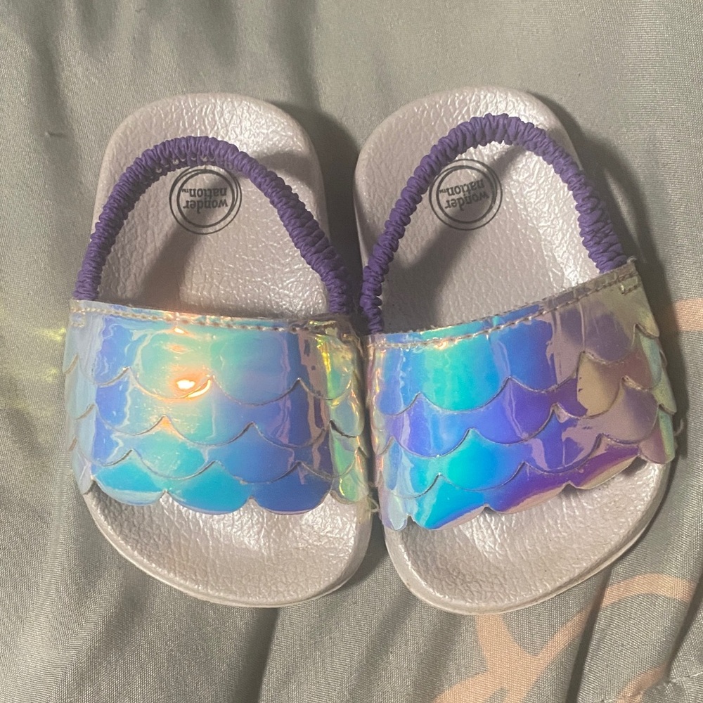 Wonder Nation Kids Holographic Scaled Sandals